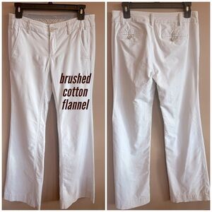 Off-white flannel flare trousers, mid-rise